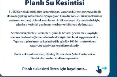 Bursa'da planlı su kesintileri