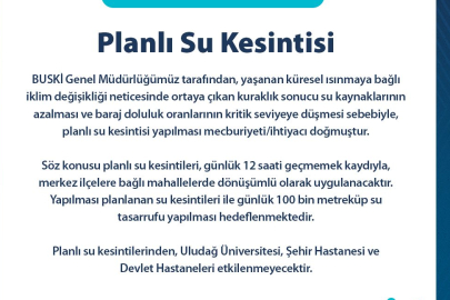 Bursa’daki Planlı Su Kesintilerinde Güncelleme