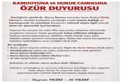 Kamuoyuna Ve Hukuk Camiasına Özür Duyurusu